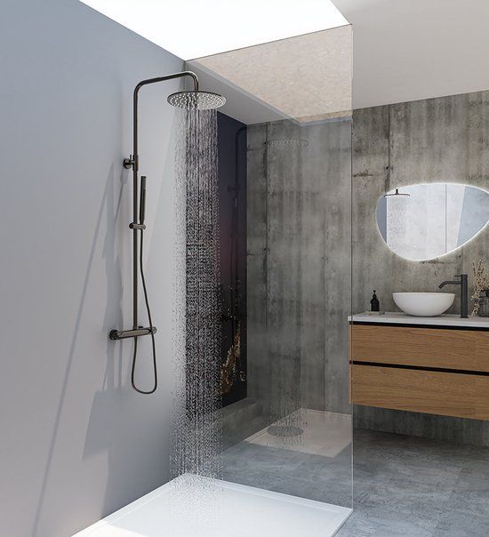 Xellanz Sen eco thermostatische regendoucheset opbouw gunmetal