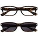 Leesbril Bruine Schildpad Lezers Met UV400 Zon Lezer Waarde Tweeling Pak Mannen Vrouwen RS10-2 +3,50