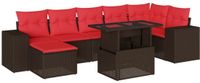 vidaXL 8-delige tuinbankset met kussens, bruin, polyrotan