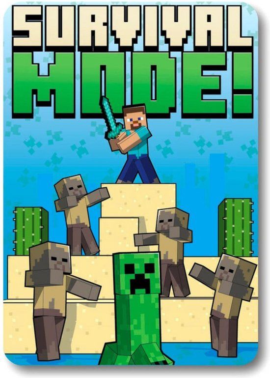 4KidsOnly Minecraft Fleece deken 100 x 140 cm - Plaid - Meerkleurig - Kinderen
