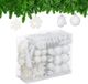 Relaxdays Boules de Noël set de 100 - Plastique - Blanc - Mat, Brillant, Paillettes - 4 cm
