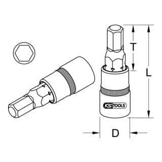 KS Tools 1/2" CHROMEplus inbusboor - 3/16" - Kort - 1 stuk