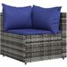 Canapé d'angle de jardin, divan de jardin avec coussins gris, résine tressée