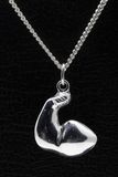 MOOYE ® - Collectie Zilveren Bodybuilder ketting hanger - sterke arm