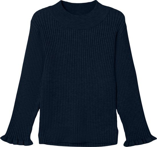 NAME IT Meisjes Trui NMFVIANNA LS SLIM KNIT Lange Mouw Ronde Hals Kort Blauw Katoen/Polyester/Polyamide Slim Fit