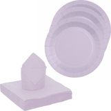 Santex feest/verjaardag servies set - 20x gebaksbordjes/20x servetten - lila paars - karton