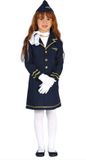 Fiestas Guirca Stewardess verkleed kostuum - blauw - voor meisjes - jurkje en hoed 110/116