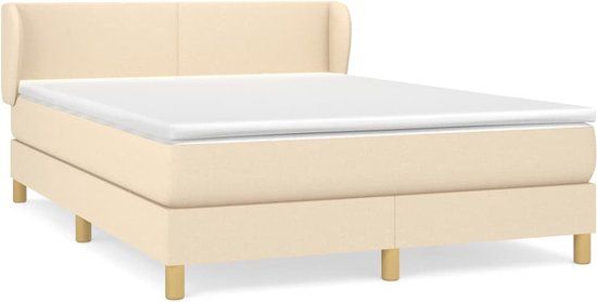 vidaXL Boxspring met matras stof crèmekleurig 140x190 cm