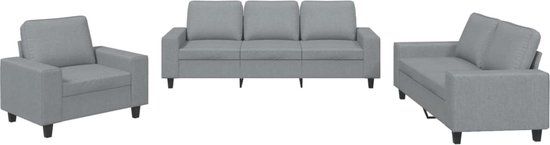 vidaXL 3-delige Loungeset stof lichtgrijs