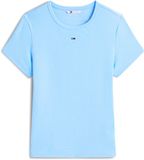 Tommy Jeans T-shirt Coupe ajustée Côtelé T-shirt Col rond Dw0dw17383 C1t Light Powdery Blue Femme Taille - M