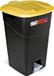Bol Poubelle de 60 litres avec pédale, fond noir et couvercle jaune, plastique