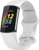 Strap-it Siliconen Smartwatch bandje - Wit - Maat S - Geschikt voor Fitbit Charge 5 / 6