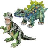 Nature Planet Aps Speelgoed set van 2x pluche dino knuffels T-Rex en Stegosaurus van ongeveer 30 cm