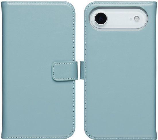 Selencia Hoesje - Geschikt voor Apple iPhone Air - Echt Lederen Bookcase - Air Blue