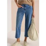 7/8 Jean taille haute avec jambes larges et broderie