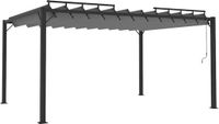 vidaXL Prieel met lamellendak 3x4 m stof en aluminium antracietkleurig