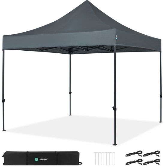 VONROC Partytent - 3x3 m - Grijs