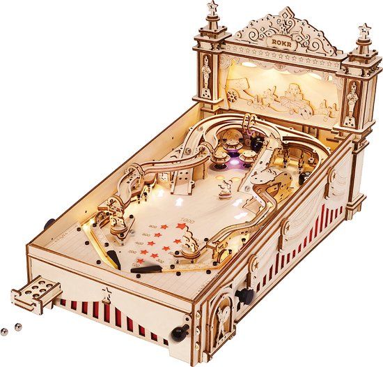 Robotime ROKR 3D Pinball Machine - Wooden Model Kit - 482 Pieces - Level 5 Difficulty