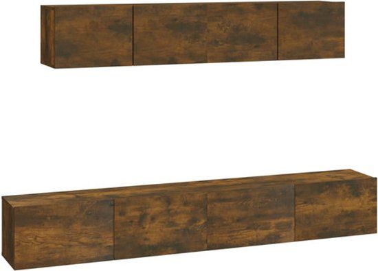 vidaXL 4-delige Tv-meubelset bewerkt hout gerookt eikenkleurig