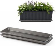 Plasticforte bac à plantes avec plateau de récupération d'eau - 2x - anthracite - rectangulaire - 48 x 18 cm