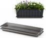Plasticforte bac à plantes avec plateau de récupération d'eau - 2x - anthracite - rectangulaire - 48 x 18 cm