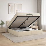 vidaXL Lit plateforme avec matelas Crème 200 x 200 cm Tissu