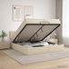 vidaXL Lit plateforme avec matelas Crème 200 x 200 cm Tissu