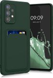 kwmobile telefoonhoesje geschikt voor Samsung Galaxy A52 / A52 5G / A52s 5G - Hoesje met pasjeshouder - TPU case in donkergroen