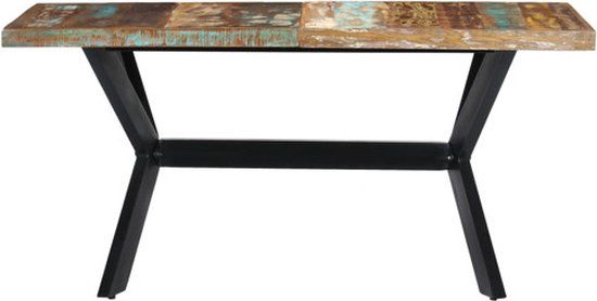 vidaXL Eettafel - 140x70 cm - Massief Hout - Industrieel - Groen