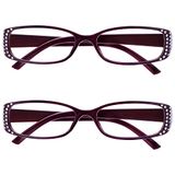 Leesbril RR93 Leesbril Zwart Purper Diamonte Stijl Lezers Waarde 2 Stuks Ontwerper Stijl Vrouwen Dames