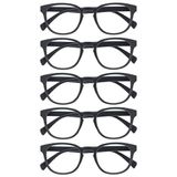 Opulize Pop 5 Stuks Retro Ronde Glad Mat Grijs Mannen Vrouwen Leesbril Scharnieren Met Veer RRRRR2-7 +2,50