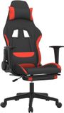 vidaXL Gamingstoel met voetensteun stof zwart en rood