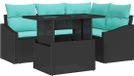 vidaXL Banc de jardin 5 pièces Polywood Noir/Bleu