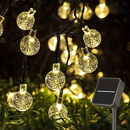 LEDYA Solar Fairy Lights Outdoor, 20M 200 LEDs Crystal Balls (Warm Wit)