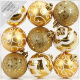 Inge-glas Luxe kerstballen 27x stuks goud 6 cm