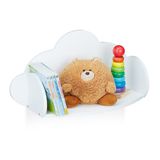Merkloos / Sans marque Relaxdays Plank, wolk, hangend voor kinderkamer, MDF, decoratie, wandboekenkast, HlP31,5 x 60 x 21 cm, wit