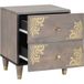 Table de chevet grise 40 x 33 x 46 cm bois de manguier massif