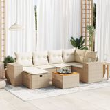 Maison Exclusive - Ensemble de meubles de jardin 7 pièces avec canapé et coussins, beige, en polyrotin