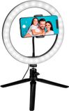 Grundig Ringlamp met Statief - Ringlight 25cm - TikTok Ring Lamp met 120 LED's - 3 Lichtstanden - USB Kabel - met Telefoonhouder
