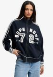 Superdry - Cult Applique Trainingstop Relaxed Pasvorm - Dames - Hoodies - Katoen - Maat 10 - Eclipse Navy/Off White