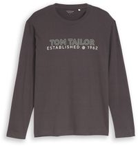 Tom Tailor - T-shirt à manches longues avec imprimé logo - Taille XXL - Tarmac Grey