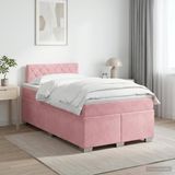 vidaXL Boxspringbed met matras, roze, 120 x 200 cm, fluweel