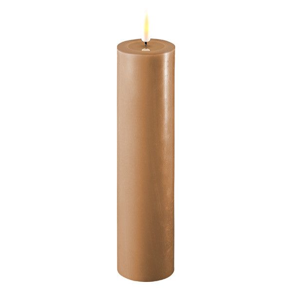 LED Candle 5 x 20 cm | Caramel | 3D Flame | Deluxe HomeArt