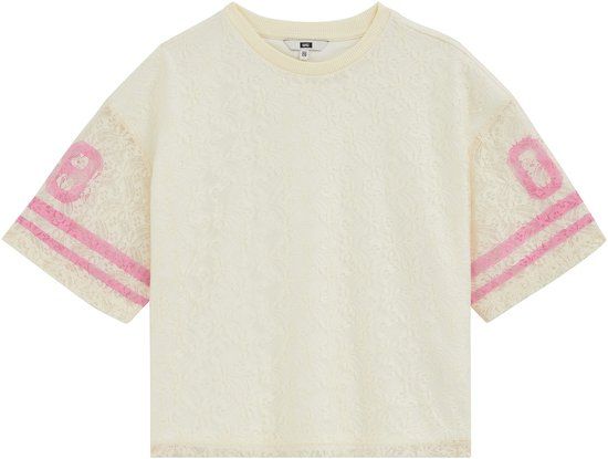 WE Fashion Meisjes oversized jersey T-shirt van kant