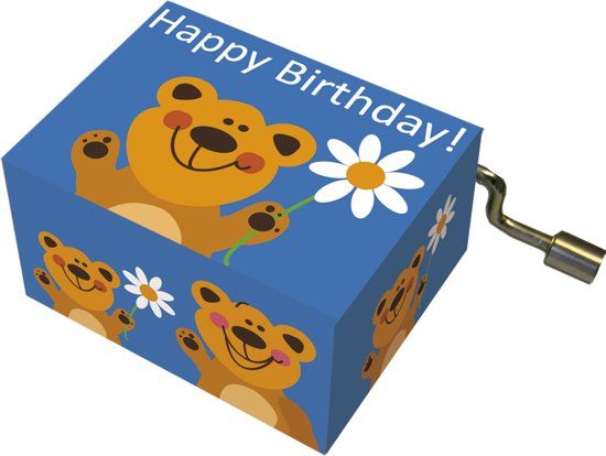 Fidrolin Muziekdoosje verjaardag blauw met beer en melodie Happy Birthday