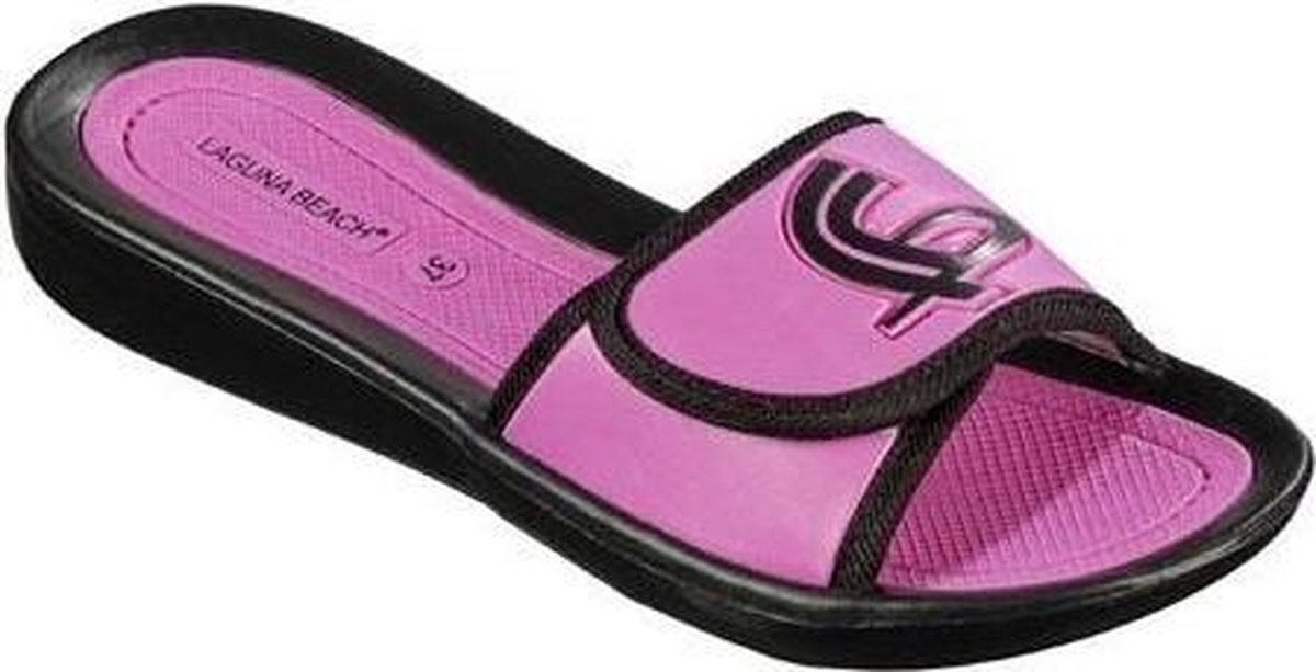 Beco badslippers met klittenband roze dames