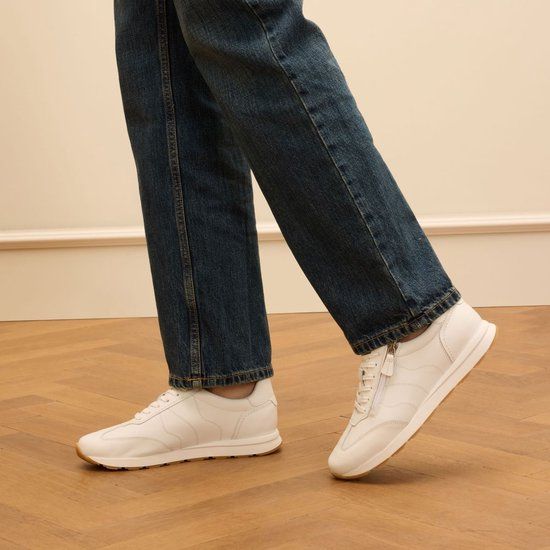 No Stress - Dames - Witte leren sneakers met rits - Maat 37