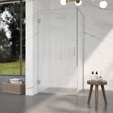 FortiFura Galeria Douchecabine - 120x80x200cm - Helder Geribbeld Glas - Geborsteld RVS
