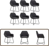vidaXL Eetkamerstoelen 6 stuks stof zwart