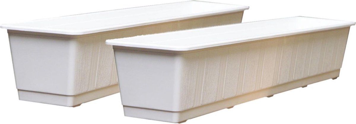 Geli Set van 5x plantenbakken wit rechthoekig 80 x 17,5 x 14,5 cm